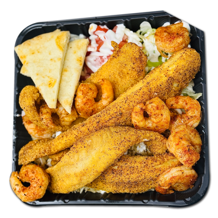 Seafood Over Rice (1 Fish, 6 Shrimps)